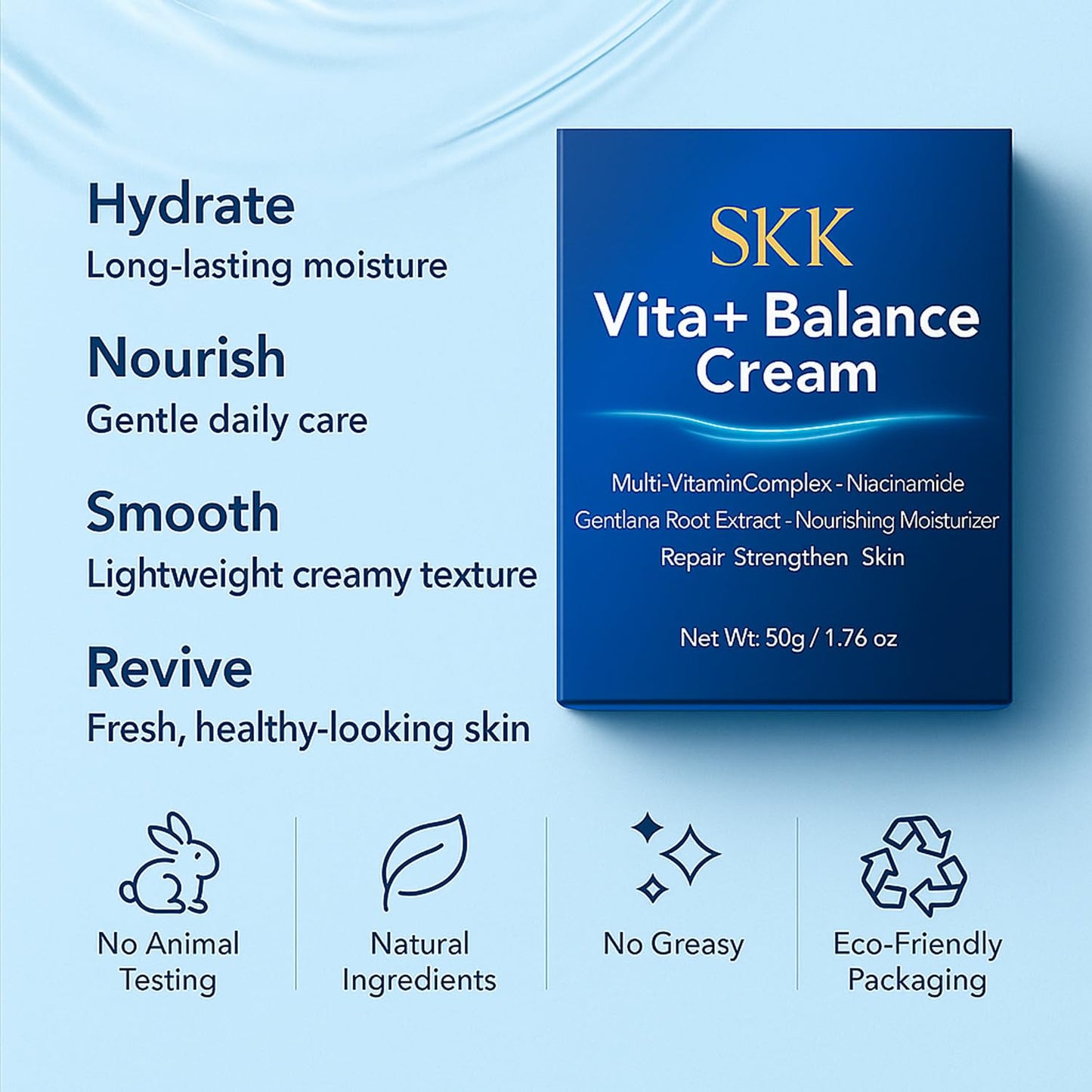 Skiennix Collagen Cream - Hydrating Day & Night Moisturizer with Peptide & Hyaluronic Acid | 1.7 oz