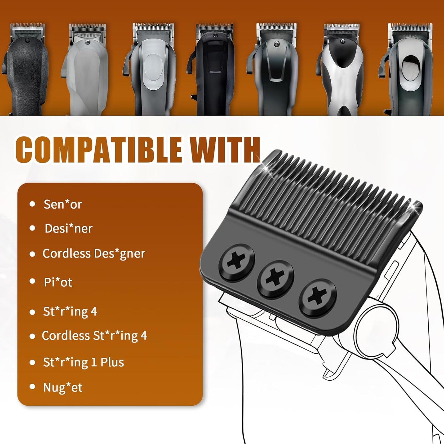 Wahl Professional 3-Hole Blade - Compatible with Designer & Senior Clippers | 1mm-3mm Cut Length (Black, 2 Packs)