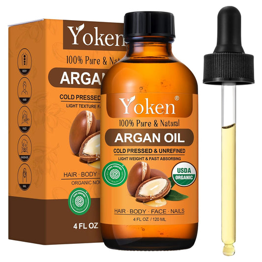 Yoken Organic Argan Oil - 100% Pure & Natural Cold Pressed Hair Conditioner | 4 Fl Oz for Hair, Scalp & Skin Care
