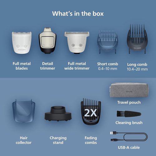 Philips Norelco Beard Trimmer 7000 - 100% Waterproof, 40 Length Settings, Detail & T-Blade Heads, BT7670/40