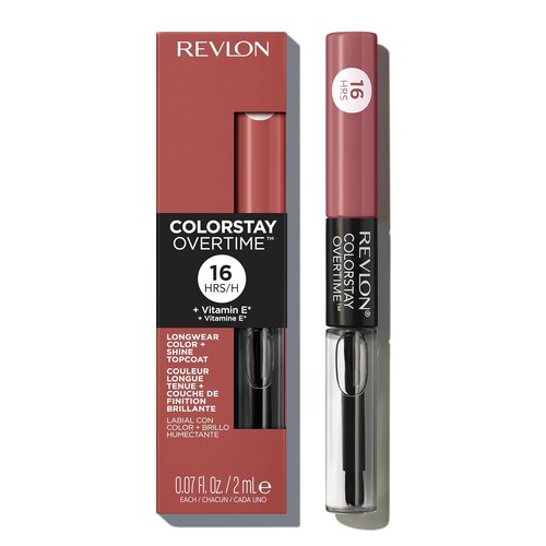 Revlon ColorStay Overtime Liquid Lipstick - Dual-Ended with Clear Gloss & Vitamin E, 350 Bare Maximum, 0.07 Fl Oz