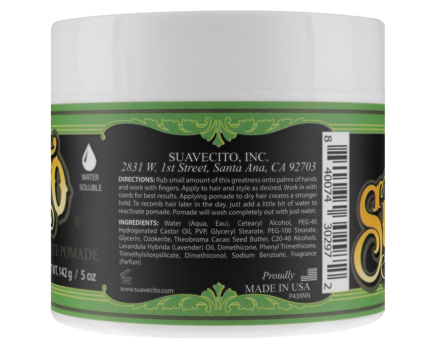 Suavecito Pomade - Matte Hair Paste for Men | Shine-Free Formula, Medium Hold, 5 oz
