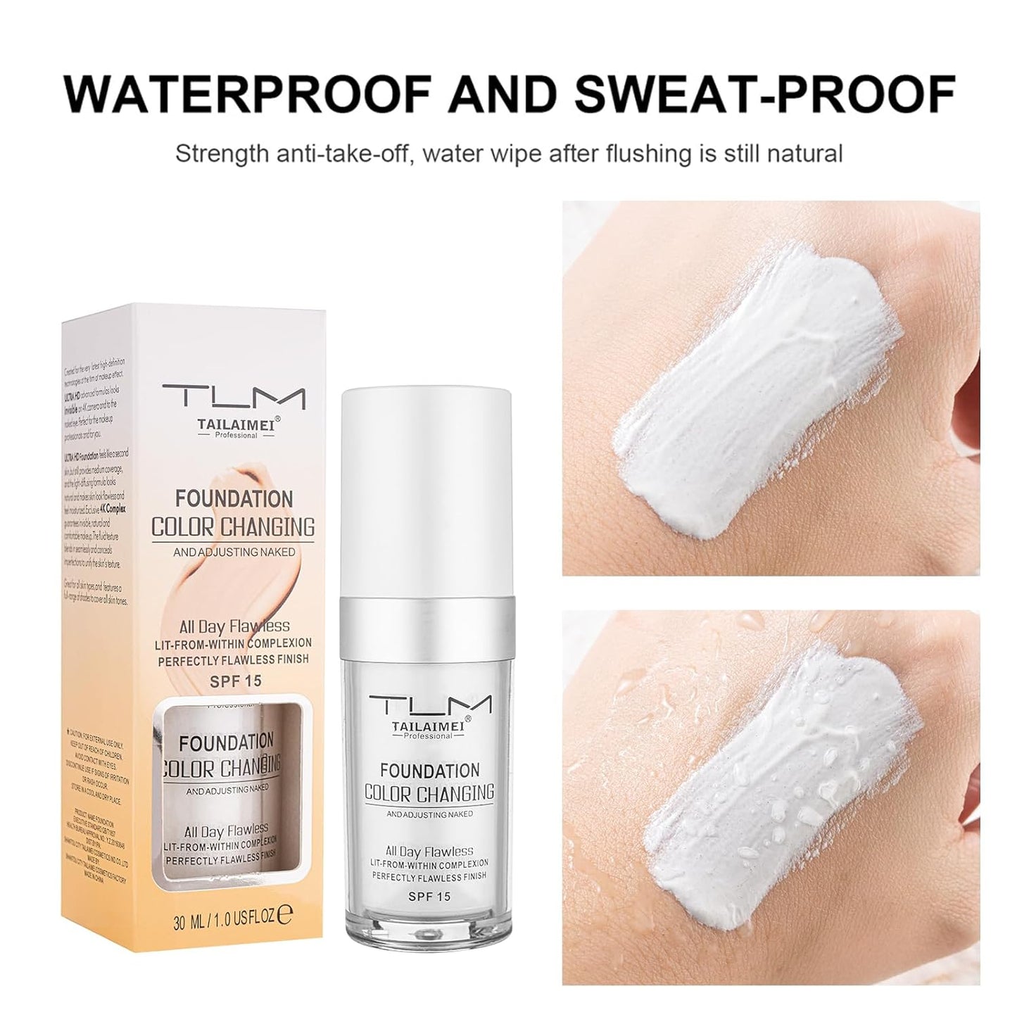 Skiennix Color Changing Foundation - Full Coverage for Even Skin Tone & Natural Look | SPF 15, 1.0 fl oz