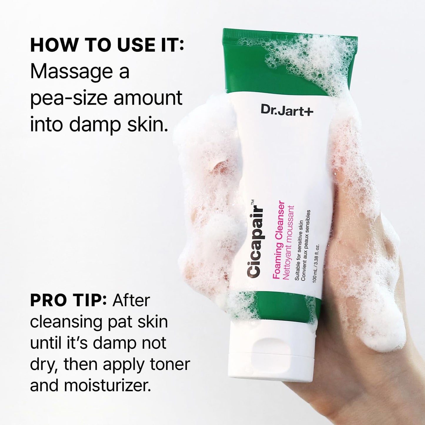 Dr.Jart+ Cicapair™ Foaming Face Wash - Gentle Cleanser with Centella Asiatica | 3.38 Fl Oz