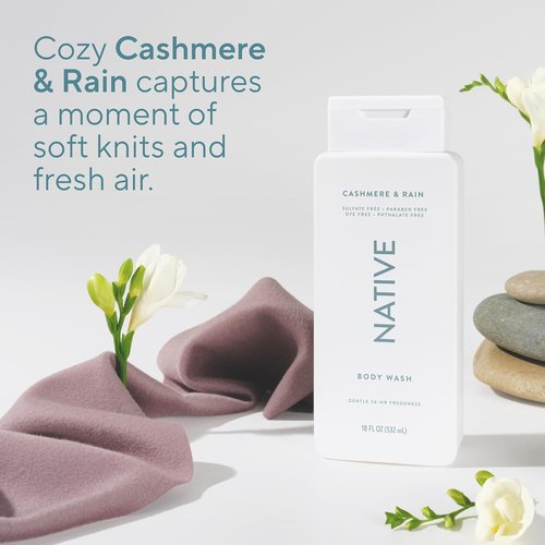 Native Body Wash - Naturally Derived Ingredients | Sulfate, Paraben & Dye Free | Cashmere & Rain, 18 oz
