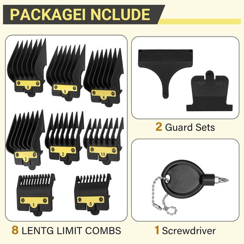 BaBylissPRO Clipper Guards - 8 Pack Replacement Set for FX870, FX880, FX825, FX673, FX899 | Adjustable Cutting Lengths 1/16'' to 3/4'', Black