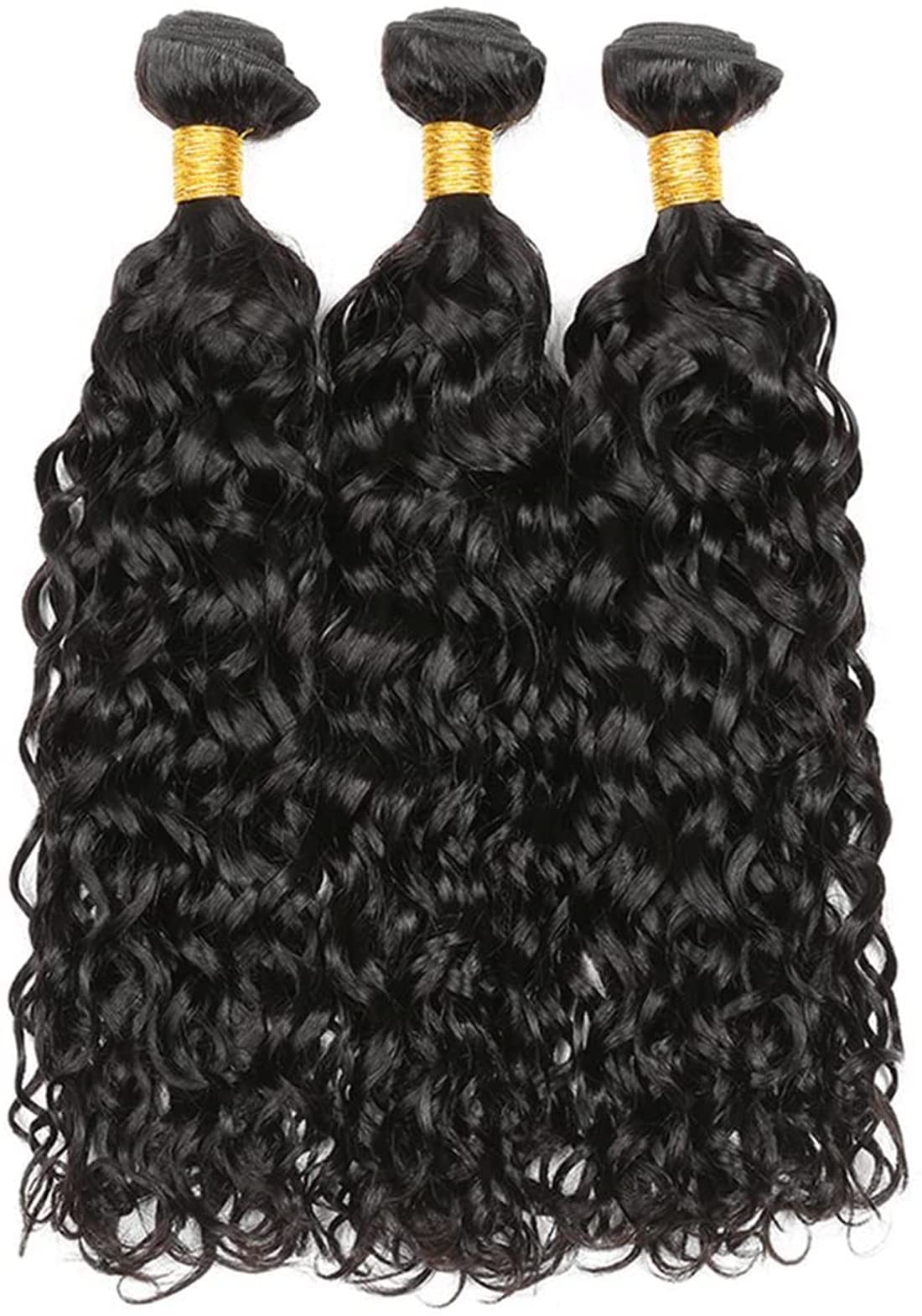 HeioWuio Water Wave Hair Bundles Natural Black Color Brazilian Remy Hair Weaves No Tangle Hair Extensions Real Unprocessed Virgin Hair Bundle 28 28 28 Inch