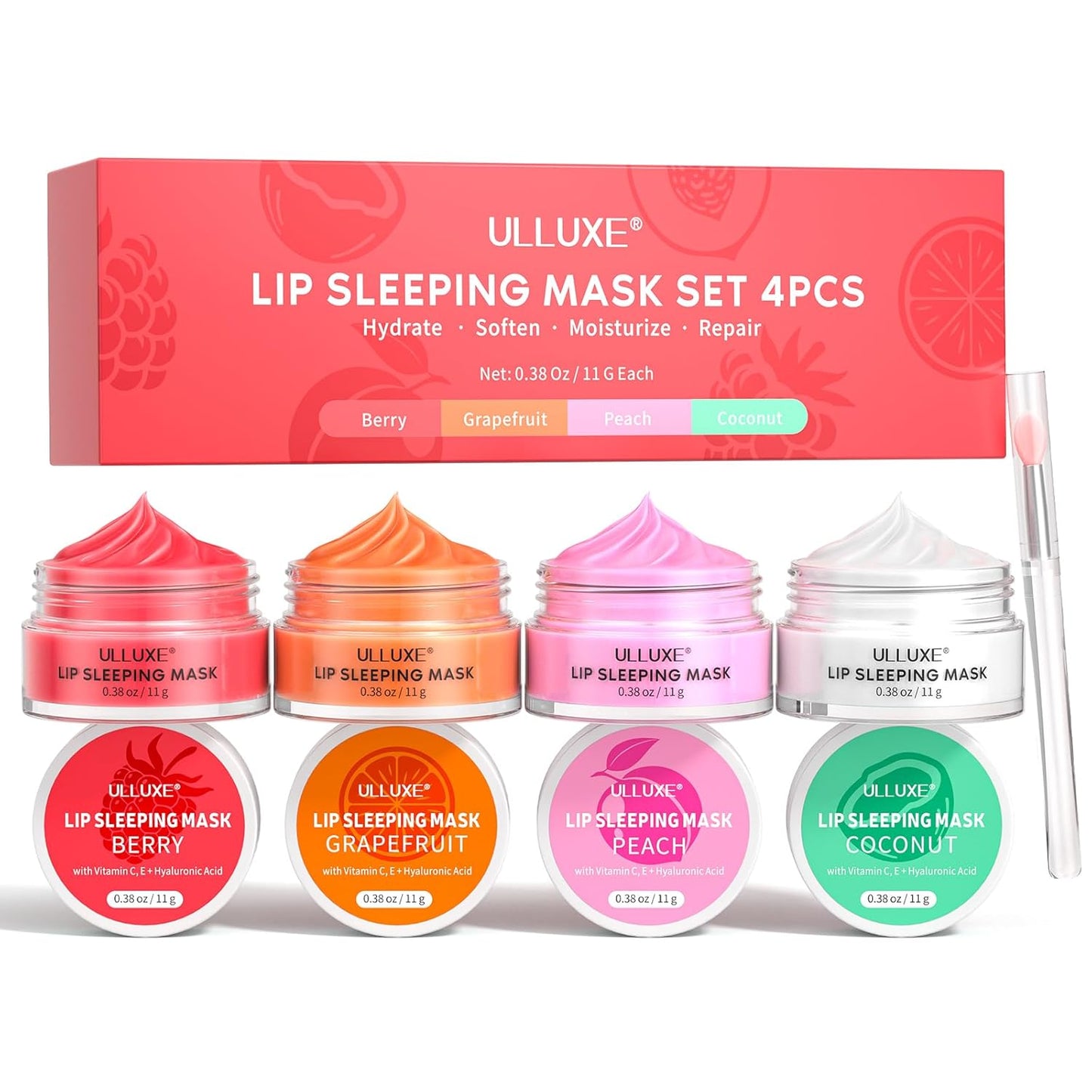 Skiennix Lip Mask Set - 4 Pcs Overnight Hydrating Lip Care with Shea Butter & Hyaluronic Acid
