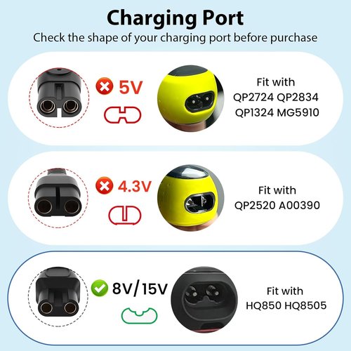 15V Charger Cord Compatible with Philips Norelco HQ8505 3000 5000 7000 9000 Series, Multigroom MG5750 MG7750 MG7770 MG7790 Electric Shaver Razor Trimmer Adapter Charging Cord