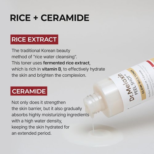 Dr.Melaxin Glow Rice Toner - Hydrating & Skin Refining with Rice Extract & Ceramides | 6.76 fl. oz