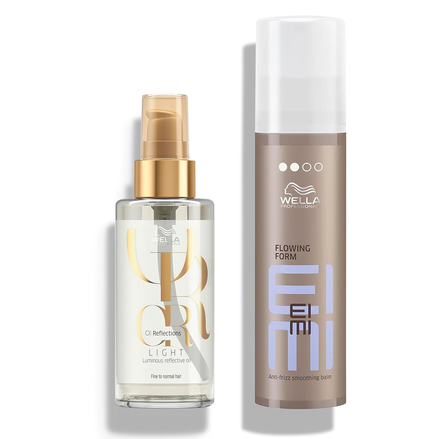 Wella Professionals Oil Reflections Light Luminous Reflective Finishing Oil & EIMI Flowing Form Anti-Frizz Balm | Hair Care Bundle for Fine to Normal & Frizzy Hair