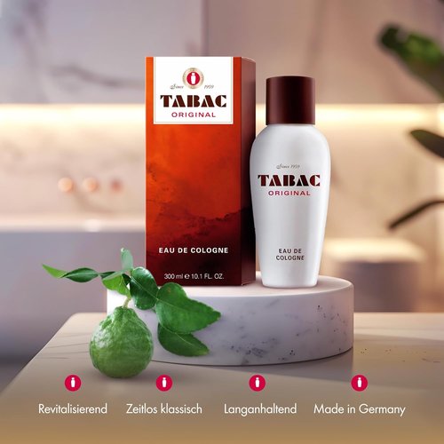 Maurer & Wirtz Tabac Original Eau De Cologne Splash - Classic Men's Fragrance, 10.1 Oz
