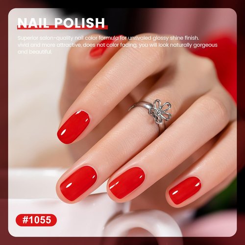 RARJSM Red Gel Nail Polish Set - Bright Red Air Dry Lacquer & Opaque Gel Polish | 15ml for DIY Nail Art