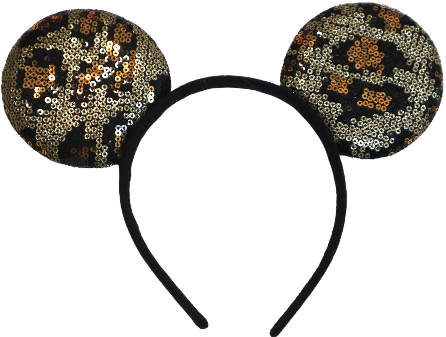 CLGIFT Mickey Mouse Ears Headband, Handmade Black Silver Leopard Print Mickey ears no bow diy Minnie for boy, One size fits most, Halloween, Cosplay Party, Christmas, Birthday Costume Headwear