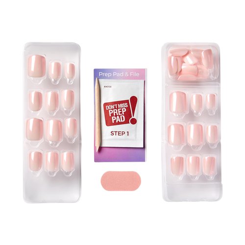KISS imPRESS No Glue Mani Press On Nails, Color FX, 'Good Mood', Pink, Short Size, Squoval Shape, Includes 30 Nails, Prep Pad, Instructions Sheet, 1 Manicure Stick, 1 Mini File