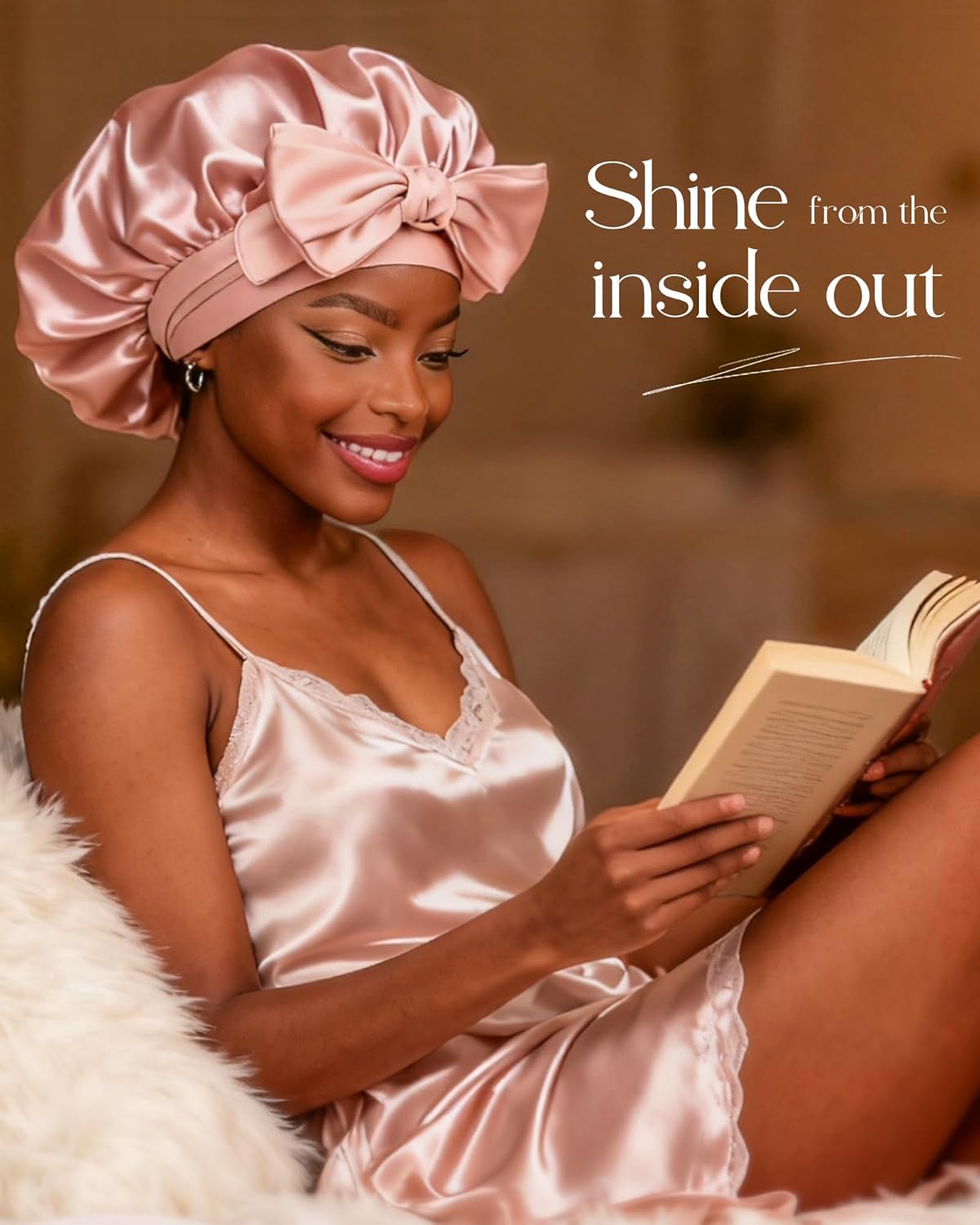 YANIBEST Adjustable Satin Bonnet - Double Layer Hair Wrap for Reducing Friction & Preventing Frizz