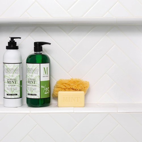 Archipelago Botanicals Morning Mint Body Wash - Moisturizing Shower Gel for Dry Skin | 33 oz, Paraben-Free