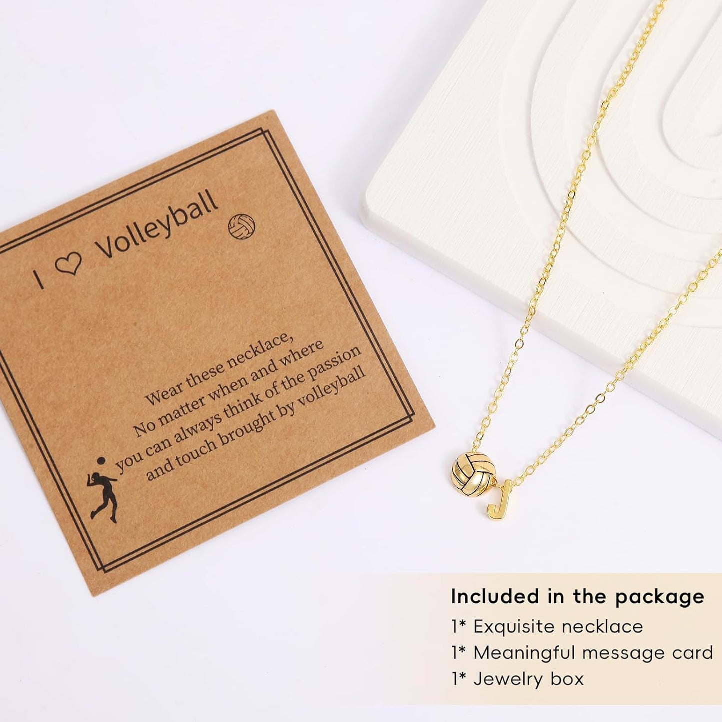 Volleyball Initial Necklace by [Brand Name] - A-Z Letter Design | Perfect Gift for Volleyball Lovers