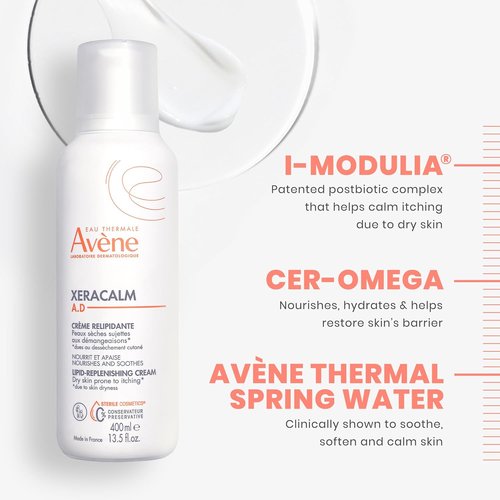 Avène XeraCalm A.D Lipid-Replenishing Cream - Fragrance-Free, No Preservatives, 13.5 Oz for Eczema Relief