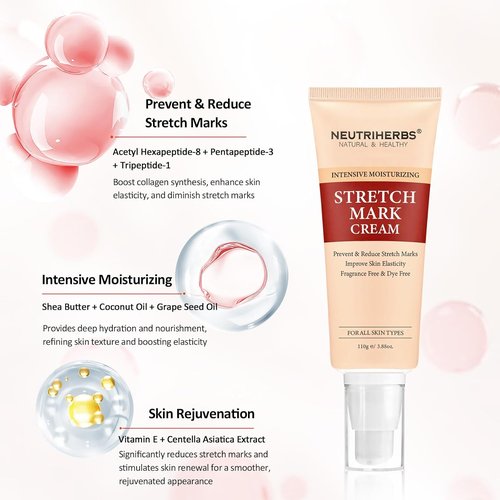 Neutriherbs Stretch Mark Cream - Nourishing Skin Care for Pregnancy & Weight Fluctuations | 3.88 Oz