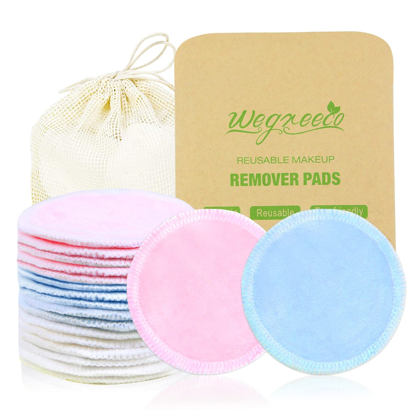 wegreeco Cotton Rounds Reusable -Reusable Makeup Remover Pads for All Skin - Cotton Cloth for Removing Makeup - Reusable Dog Eye Wipes Tear Stain Remover (Velour, 3 Color)