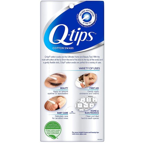 Q-tips Cotton Swabs - 100% Cotton Hygiene & Beauty Care | 625 Count (Pack of 2)