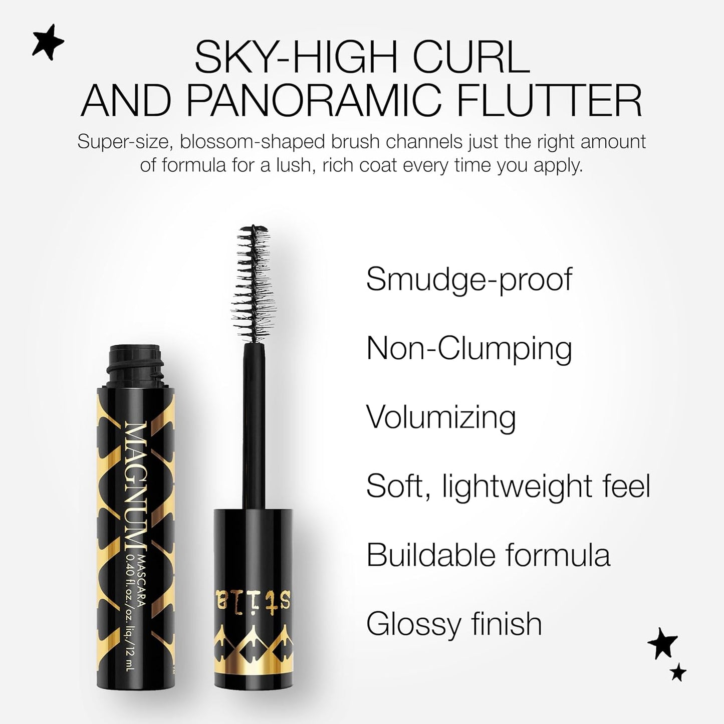 stila Magnum XXX Lash Mascara, Black Voluminous Sky-High Volume, Curl, Lift, Full Length Lightweight, Long-Lasting Eye Makeup Formula 0.40 Fl. Oz.