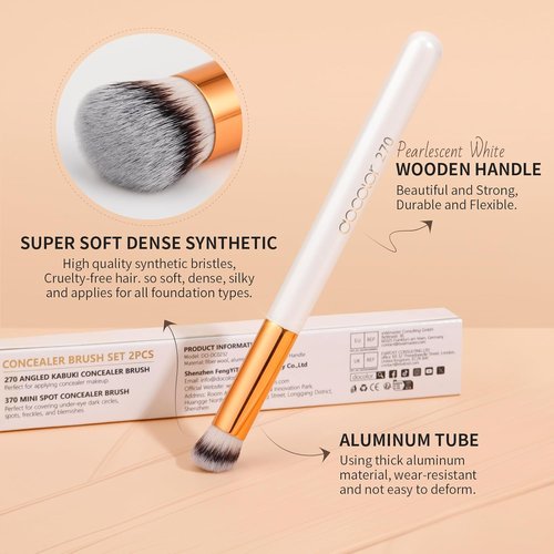 Docolor Concealer Brush Set - 2PCS Angled Brushes for Under Eye & Nose Contour Blending