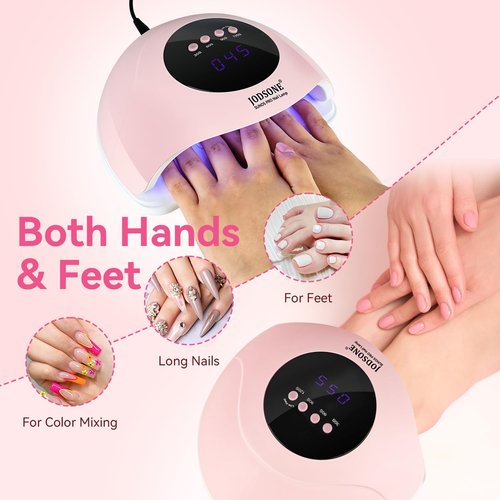JODSONE Quick U V LED Nail Lamp with 4 Timer Settings Auto Sensor Nail Dryer Pink
