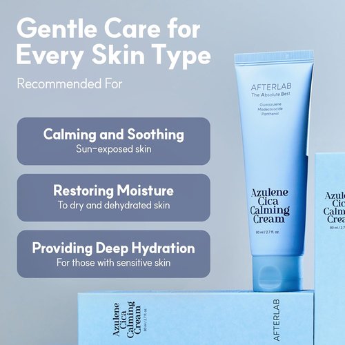 AFTERLAB Azulene CICA Calming Cream - Soothing Moisturizer for Sensitive Skin | 2.7 fl. oz / 80 ml