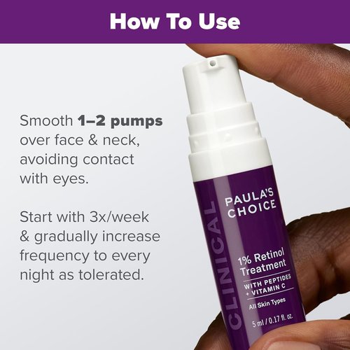 Paula's Choice BHA Liquid Exfoliant - Salicylic Acid Facial Treatment for Enlarged Pores, Travel Size 1oz | Clinical 1% Retinol Cream for Anti-Aging, 0.17oz