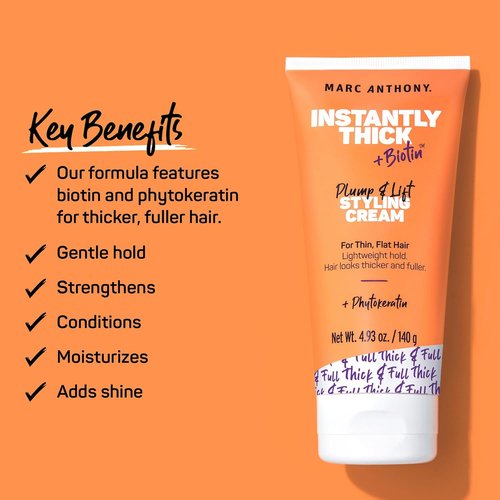 Marc Anthony Hair Thickening Styling Cream - Volumizing Biotin Formula for Thin Hair | Lightweight & Sulfate-Free