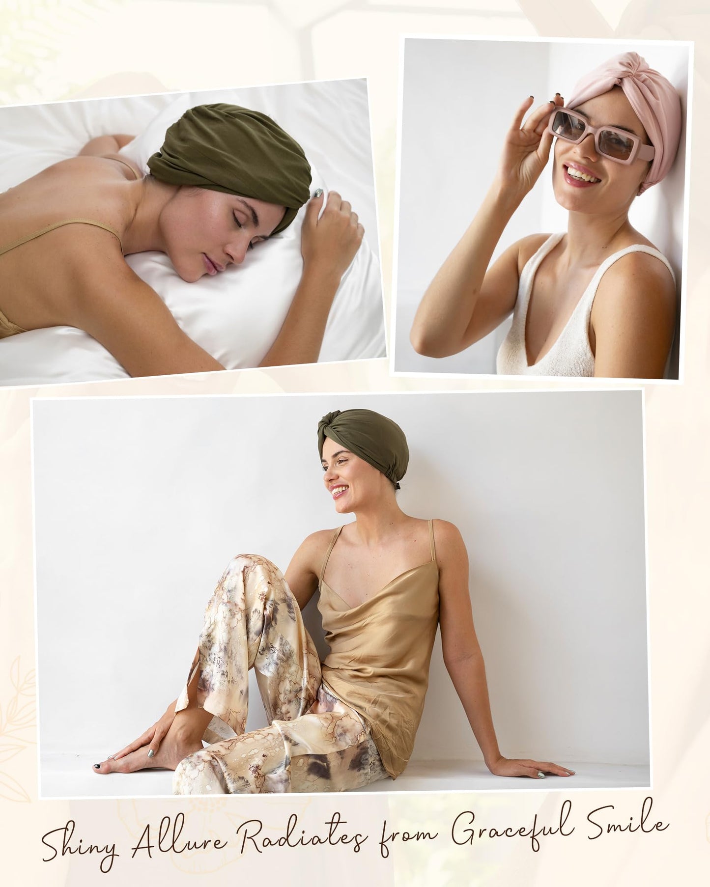 YANIBEST Silk Bonnet for Sleeping Women Satin Bonnet Turbans for Women Head Wraps Adjustable Twisted Headwrap Blush Pink