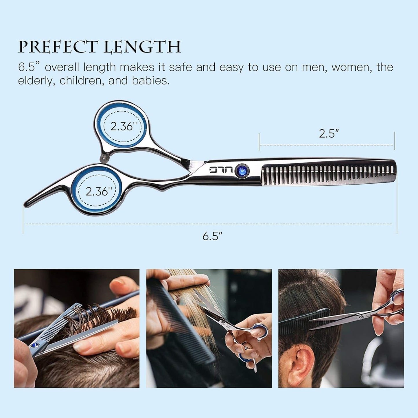 ULG Professional Hair Cutting Scissors Kit - Japanese Stainless Steel Thinning Shears | 6.5 Inch Razor Edge