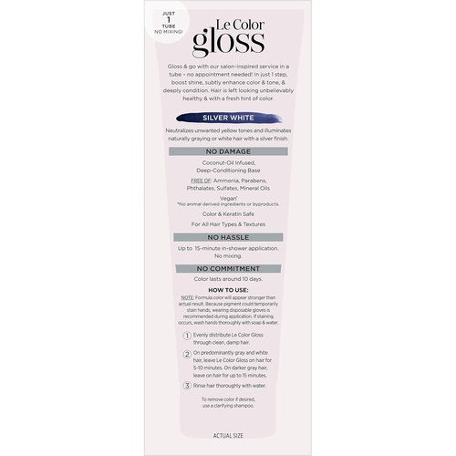 L’Oreal Paris Le Color Gloss - In-Shower Toning Gloss & Deep Conditioner for Gray Hair | Silver White, 1 Kit