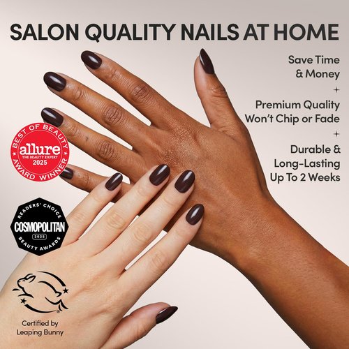 Glamnetic Press On Nails - Bark Brown | Opaque Dark Brown Short Round Fake Nails, Salon Quality | 12 Sizes - 30 Nail Kit