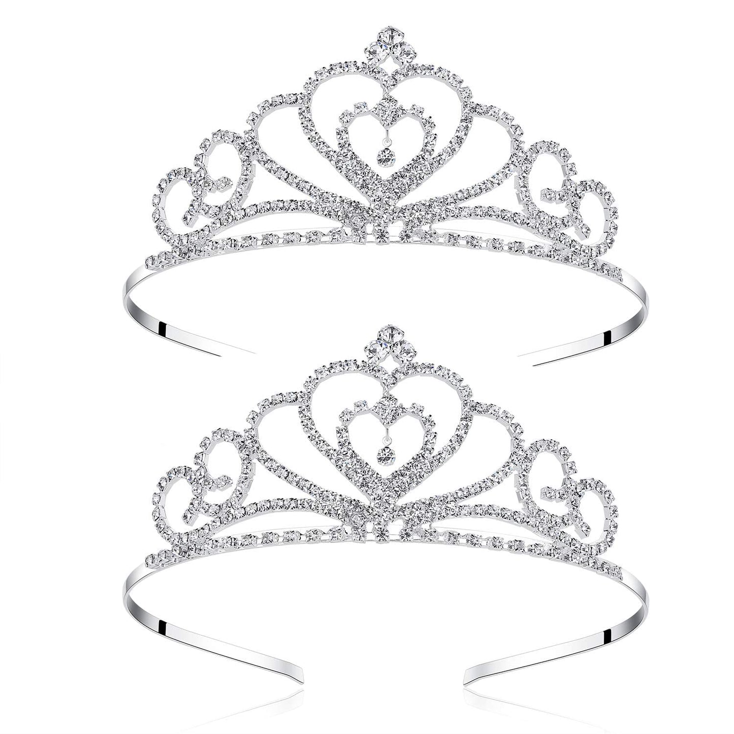 Lovelyshop Rhinestone Crystal Tiara-Wedding Bridal Prom Birthday Pegeant Prinecess Crown (Heart-2 Pack