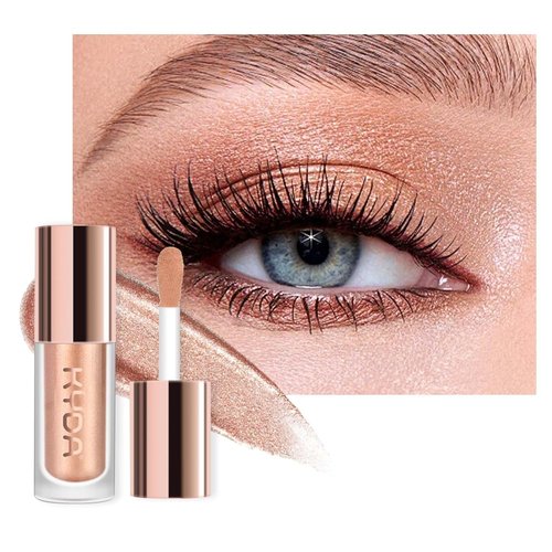 KYDA Liquid Glitter Eyeshadow - High Pigment Champagne Metallic Formula | Long-Wearing, Crease-Resistant 0.25oz