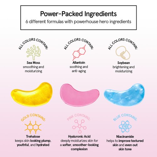 Grace & Stella Under Eye Mask Variety Pack - 18 Pairs of Gel Patches for Dark Circles - 6 Colors, Vegan