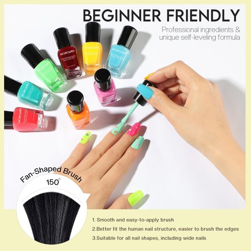 Morovan Orange Nail Polish Set: Yellow Neon Rainbow Quick Dry Spring Summer 15 Vibrant Colors Fingernail Polish Regular Nail Polish Kit Finger Nail Pack Fall Gifts for Women