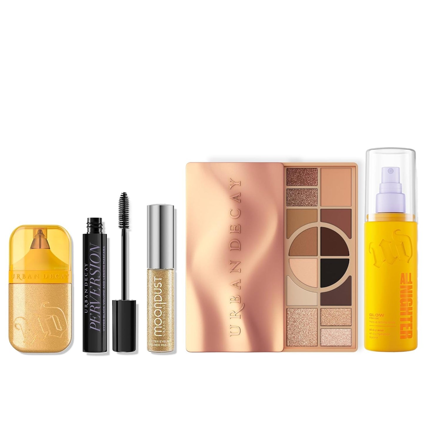 Urban Decay Glow Getter 5Pc Makeup Set - Radiant Holiday Look with Dewy Spray, Palette, Mascara & More