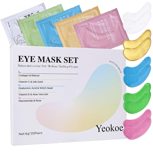Yeokoe Under Eye Patches - Collagen & Retinol Eye Masks for Dark Circles | 20 Pairs of Spa-Quality Skincare