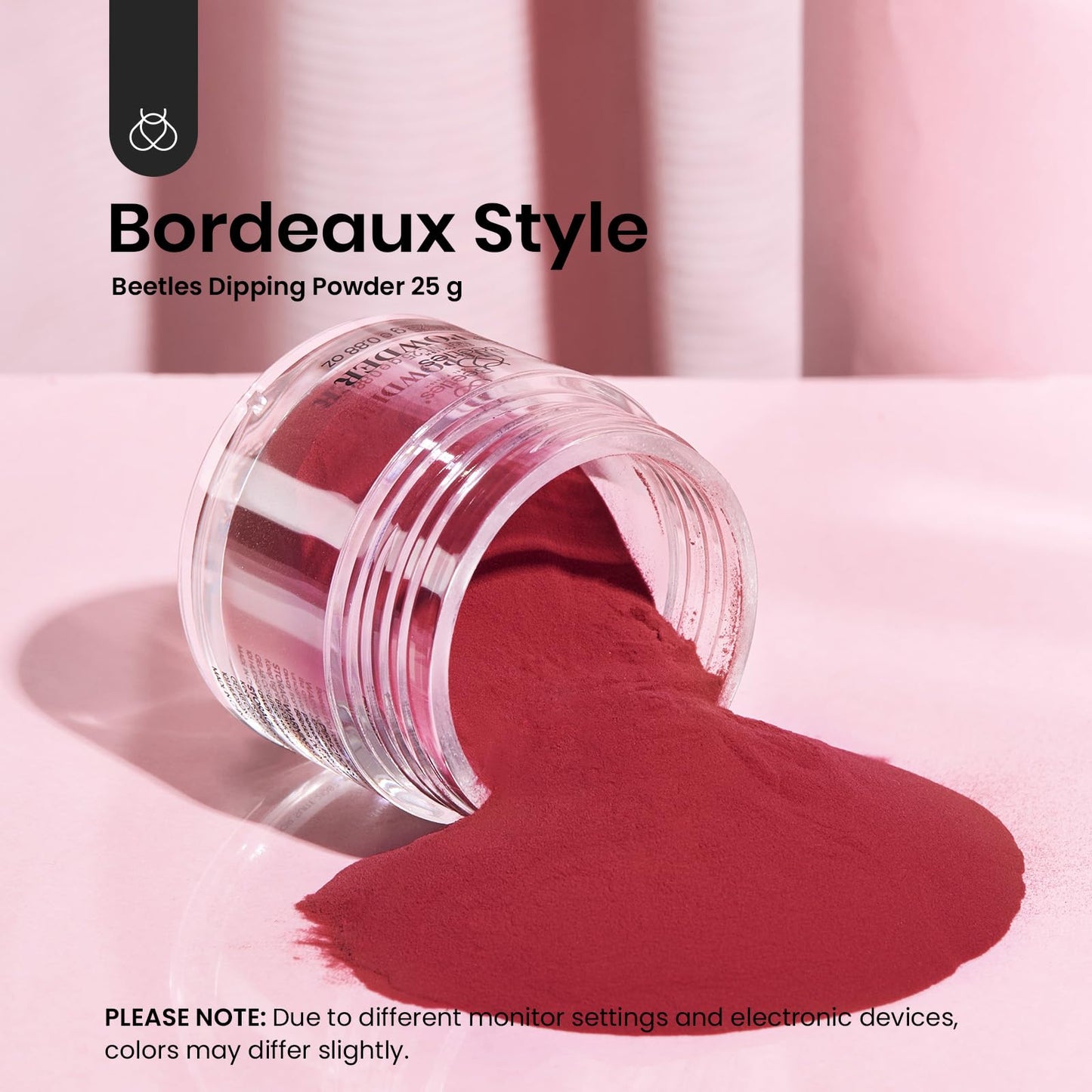 Beetles Dip Powder Burgundy Red Color, 25g Dark Reddish Red Dipping Powder for French Nail Art, Starter Manicure DIY Home Salon Long Lasting Design, No Lamp Needed