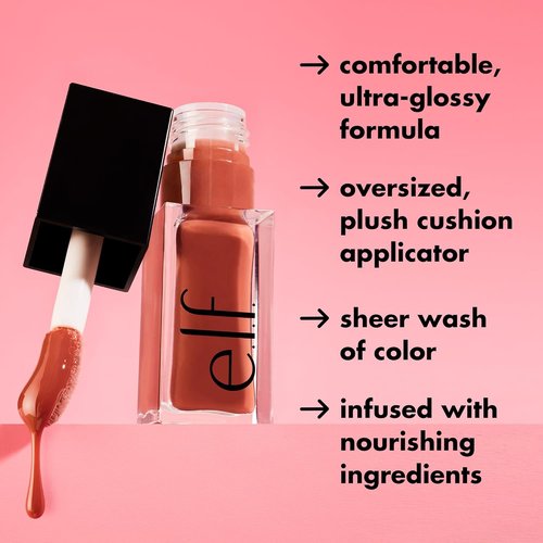 e.l.f. Glow Reviver Lip Oil - Nourishing Tinted Lip Oil for High-Shine Finish | Vegan & Cruelty-Free, Pink Quartz