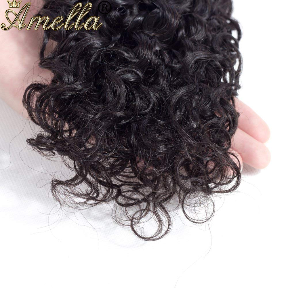 Amella Hair Curly Wave Human Hair 3 Bundles Brazilian Virgin Hair Weave Bundles Jerry Curly 8A Grade Unprocessed Hair Extensions Natural Black 14 14 14inch 95g/pc