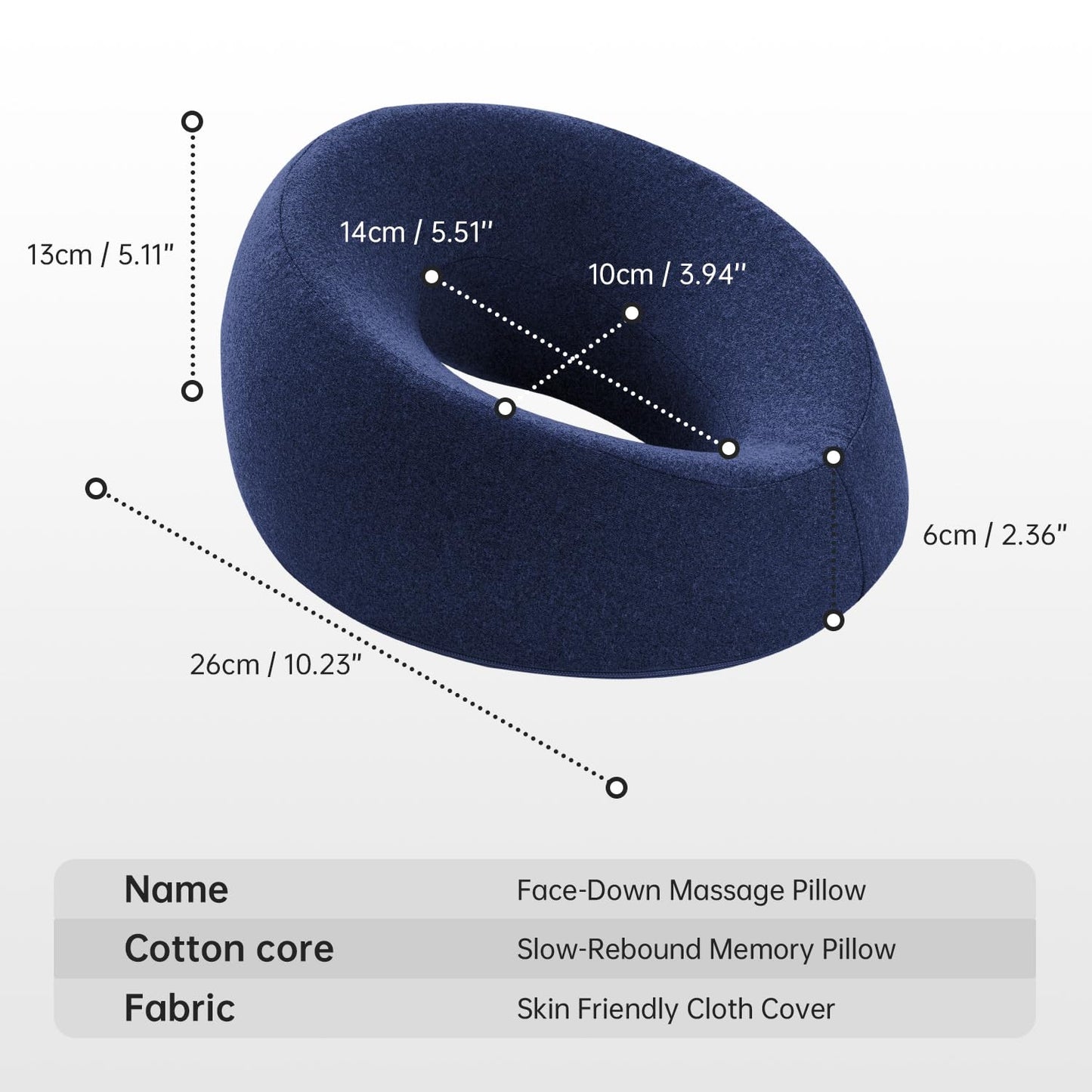 Xiaomubiao Face Down Pillow - Comfortable Massage Headrest for Stomach Sleeping | Navy Blue Cover