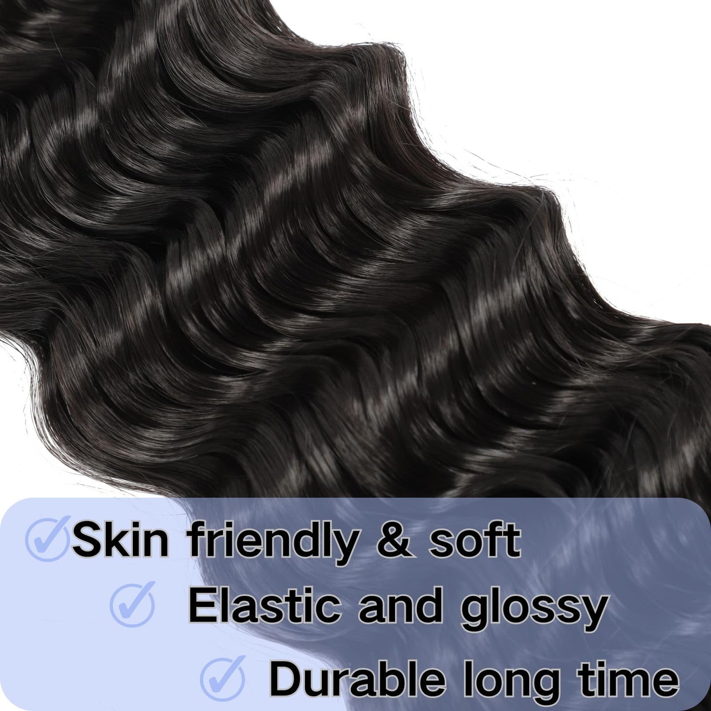 Deep Bulk Hair For Braiding HairWet And Wavy Deep Wave Bulk Hair 26inch 400g,Quality Synthetic Micro Braiding Hair Extensions for Boho Braids No Weft (26inch 4Pack Natural Color)