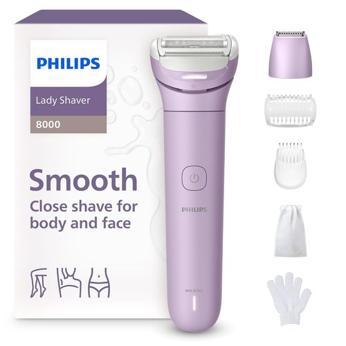 Philips Lady Shaver Series 8000 - Cordless Wet & Dry Electric Shaver with 3-Blade System | 100 Mins Runtime