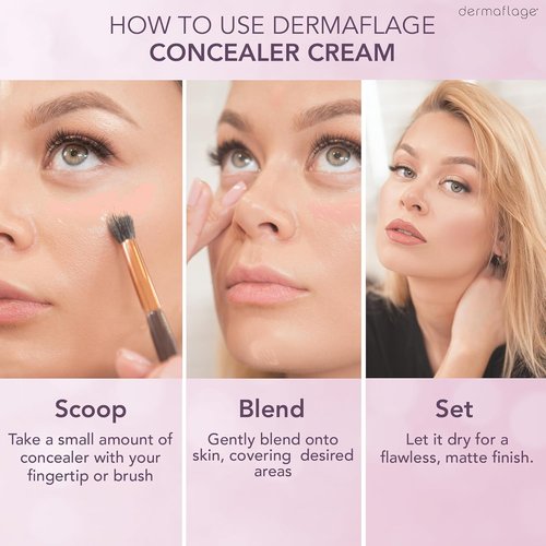Dermaflage Waterproof Concealer Cream - Full Coverage Matte Finish | Porcelain Color, Long-Lasting Formula