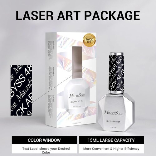MelodySusie Gel Nail Polish - Black Abyss 15ML | Soak Off UV LED Formula for DIY Nail Art & Manicure